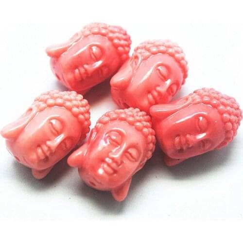 5pcs Pink Buddha figures beads double face good quality for fashion jewelry making size 15x20mm