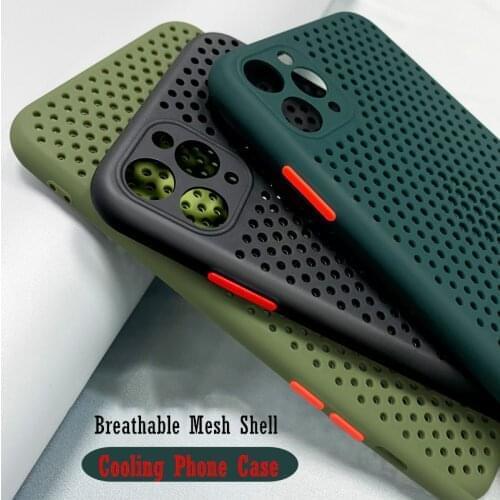 FUD Cooling Case For iPhone iPhone 6 6s Plus 7 8 X XR Xs Max 11 Pro 12 mini SE 2020 Breathable Mesh Cover Heat Dissipation Shell