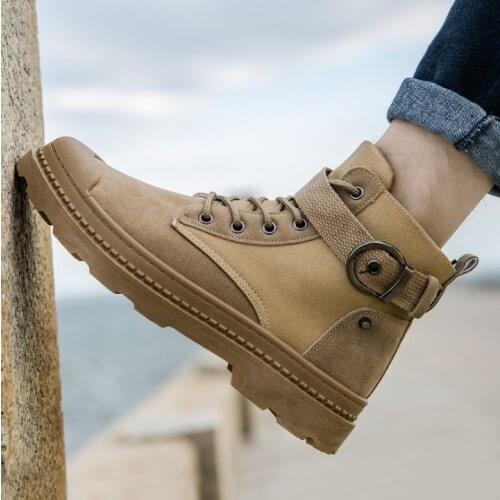 Spring and autumn mens martens breathable hiking boots with British style work boots