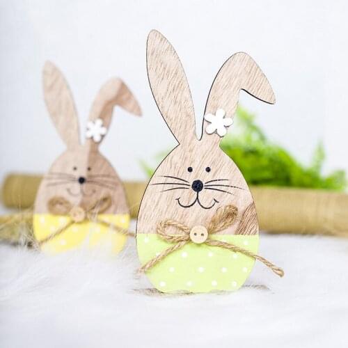 Wooden Easter Egg Rabbit with Ribbon Stand Decorative DIY Ornament for Easter Party Favors Easter Decorations for Home