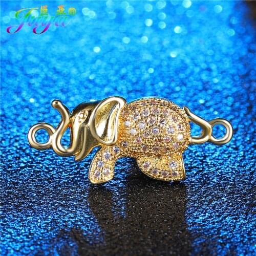 Handmade Jewelry Components Cz Rhinestones Copper Cute Elephant Charm Connector Accessories For Women Kids Animal Jewelry Making