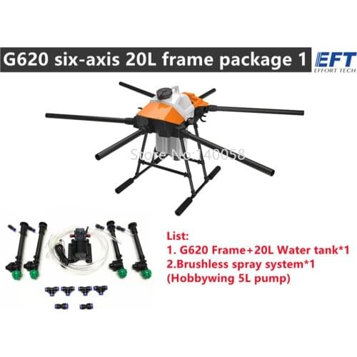 EFT G620 six-axis 20L 20KG agricultural spraying drone X9 power system K++ V2 K3A flight control H12/VD32/T12 remote control