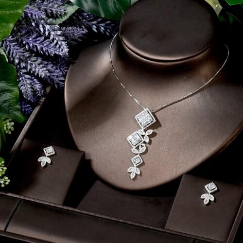 HIBRIDE New Link Chain Pendant Luxury African Jewelry Set For Women Wedding Party Accessories collares mujer moda 2021 N-462