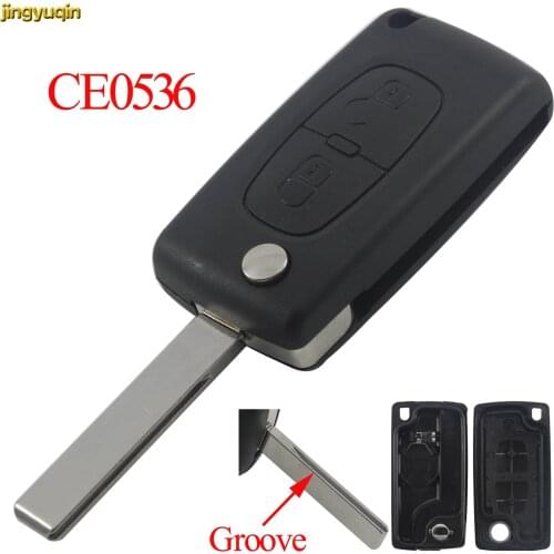 Jingyuqin 2 Button Flip Remote Car Key Shell Case CE536 for Peugeot 107 207 307 307S 308 407 607 Citroen C2 C3 C4 C5 C6 C8 Xsara