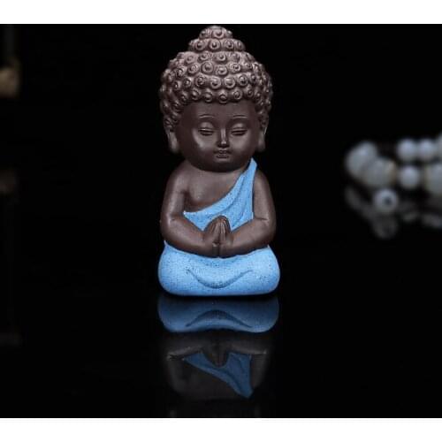 Ceramic Little Monk Figurine Home Decor Buddha Statue Figures Ornament for Car Living Room Teahouse PAK55