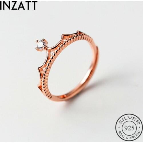 INZATT Real 925 Sterling Silver Minimalist Zircon CROWN Ring For Charming Women Party Cute Fine Jewelry 2019 Accessories