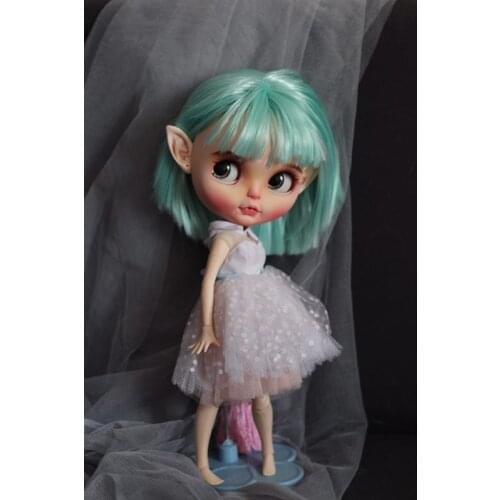 Customization doll DIY joint body blyth doll For Girls cute doll green hair 3