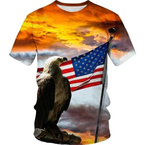 Summer fashion new mens T-shirts Eagle delivery 3D pattern printing casual cross-border boy short-sleeved shirt