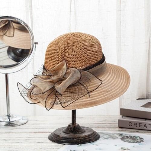 Summer Hat Women Wide Brim Sun Hat Wedding Sea Beach Hats for Women Ladies Hat with Bow