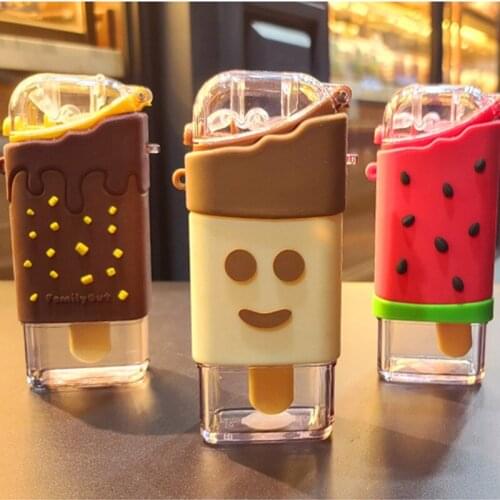 Summer Cute Donut Ice Cream Water Bottle with Straw Creative Square Watermelon Cup Portable Leakproof Tritan Bottle BPA Free