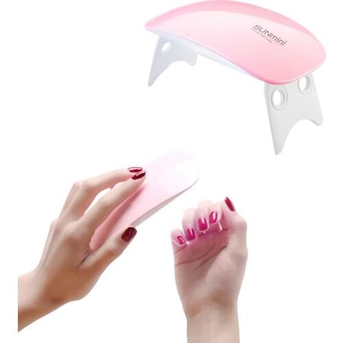 1PC 6W Folding 2 Gear Timing UV LED Mini Nail Lamp Nail Dryer Machine Mouse Shape Portable USB Cable For Home Use Gel Wholesale