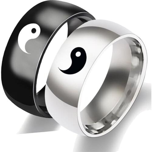 Yin And Yang Couple Ring Taiji Sign Symbol Ring Men And Women Titanium Steel Gossip Ring