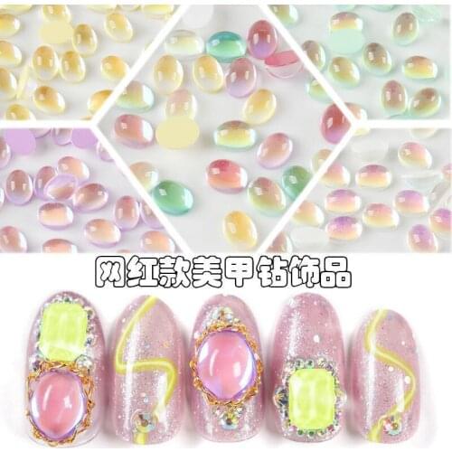 New Sale Strass Korean Fashion 3D Nail Rhinestone Oval 6X8mm Flatback Glossy Crystal Stones For DIY Nail Art Decora