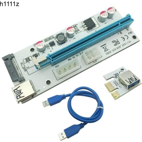 New White PCI-E Riser 008 Express 1X 4x 8x 16x Extender PCI E USB Riser 008S Adapter Card SATA 15pin for BTC Mining Miner USB3.0
