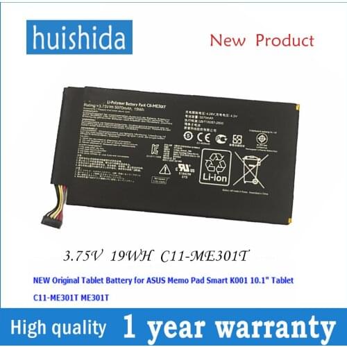 3,75 V 19WH C11-ME301T New original laptop battery for Asus ME301T Memo Pad Smart K001 10,1 5070mAh series
