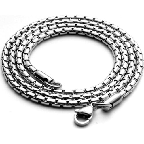 Gift simple Stainless steel couple geometric square shape chain necklace men women love fashion personality necklace jewelry