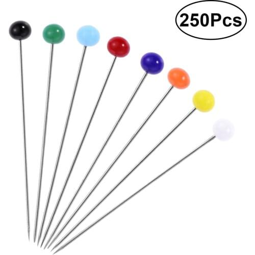 250pcs Glass Head Pins Multicolor Sewing Pin for DIY Sewing Crafts (4mm Head + 34mm Pin)