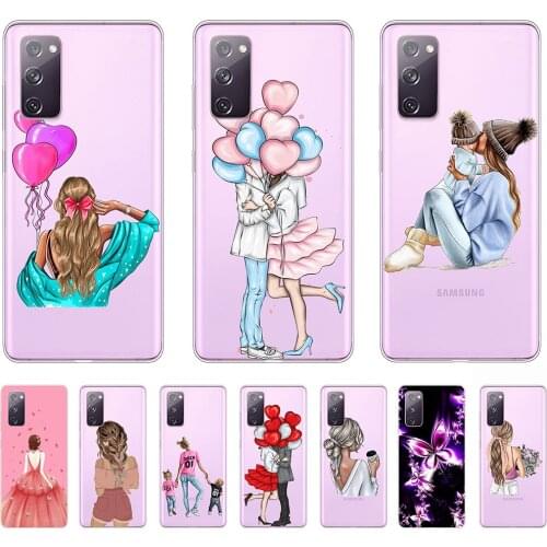 Silicon Case for Samsung Galaxy S20 FE Parent-child Pattern Transparent S20FE 6.5inch Tpu Shell Phone Case Shockproof Non-slip