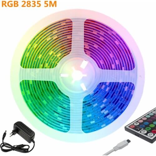 LED Lights Strip RGB 2835 5M Non Waterproof Infrared Controller EU Night Light Background Decoration Flexible Luminous For Home