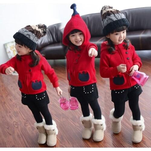 Hot Infant Kids Baby Girls Red Sweat Baby Girls Toddler Kids Spring Fall Winter Warm Suede Coat Hoodies Outerwear Jacket Clothes