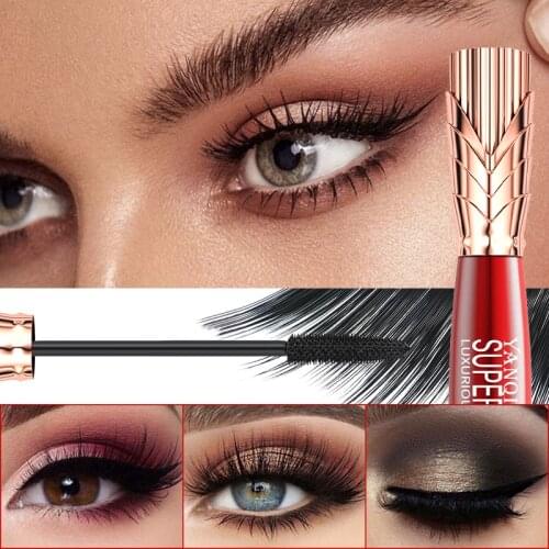 Fashionable Crown Shape 4D Silk Fiber Mascara Naturally Curled Thick Eyelashes Waterproof Non-smoothing Long-lasting Makeup TSLM
