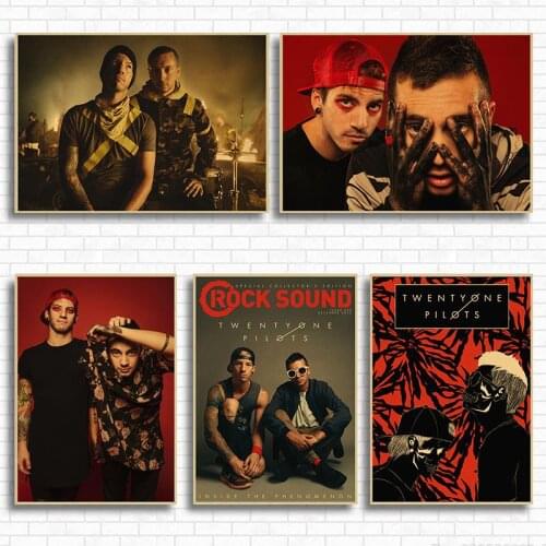 Twenty One Pilots poster Vintage Retro rock band music Guitar Matte Antique kraft paper Poster Wall Sticker posters