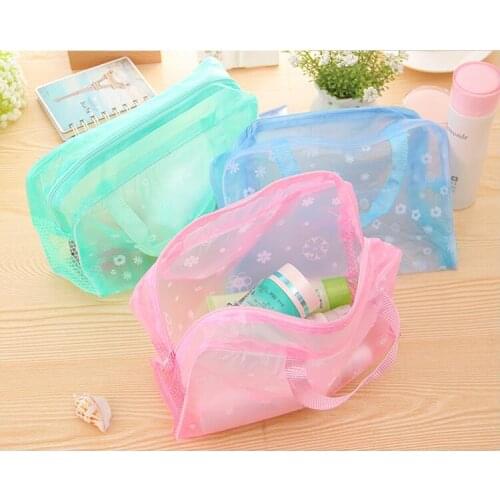 Waterproof Makeup Cosmetic Storage Bag Transparent Eco-Friendly Hot Floral Print Toiletry Bathing Pouch Bags
