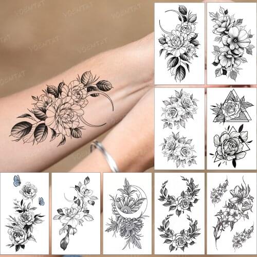 Waterproof Temporary Tattoo Sticker Geometry Line Key Butterfly Moth Skull Owl Flash Tatoo Fake Tatto For Body Art Women Men