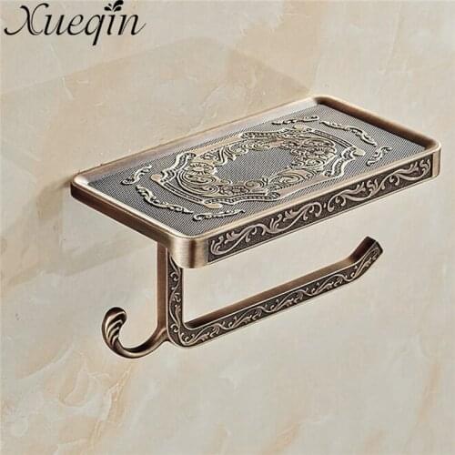 Xueqin Wall Mounted Bathroom Tissue Paper Holders Rack Dispenser Paper Roll Paper Shelf Cover Vintage Toilet Phone Stand Rack