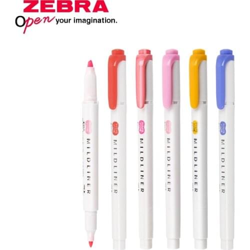 ZEBRA Highlighter Mildliner Double-headed Light Color Fluorescent WKT7 Student Handbook Stationery Make Notes Outline