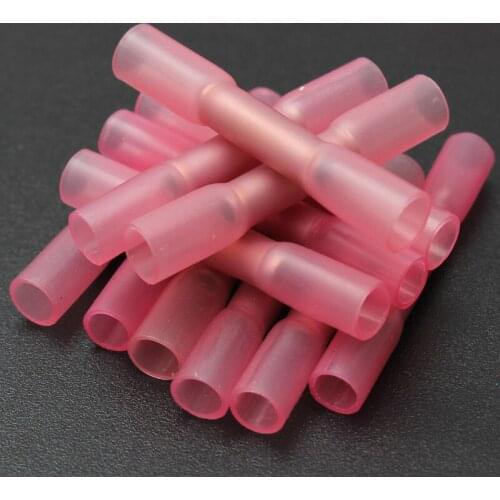 100pcs Red Heat Shrink Butt Crimp Terminals Electrical Wire Crimp Terminal Connectors Waterproof Solder Seal Connector Kit