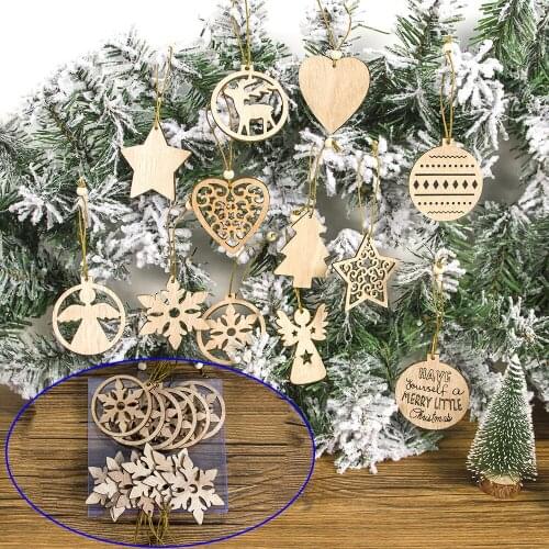 12Pcs Christmas Decorations Wooden Ornament Xmas Tree Hanging Pendant Ornament Christmas Decorations For Home Drop Pendant 2022