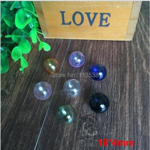 20pcs/lot 7 color for choose 16mm globe 4mm open clear glass vial glass bubble display, glass globes, DIY jewelry pendant vials