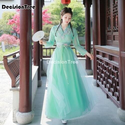 2021 asian traditional women hanfu costume fairy dress chinese folk dance clothing set retro tang dynasty princess cosplay stage