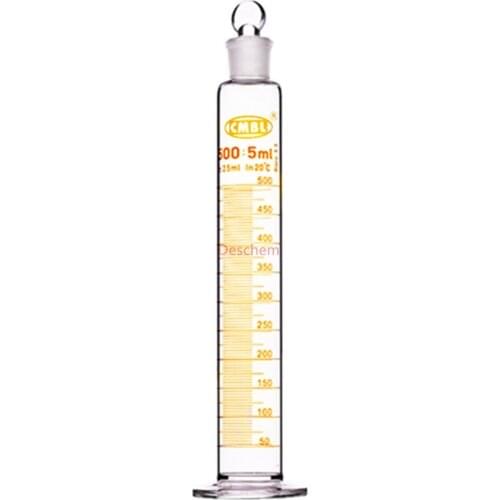 500ml Glass Measuring Cylinder Ground Joint W/Stopper,Lab Chemistry Glassware