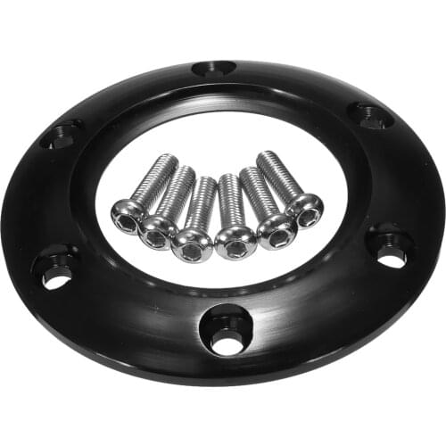 70mm Steering Wheel Horn Button Ring Black Chrome 6 Bolts Universal