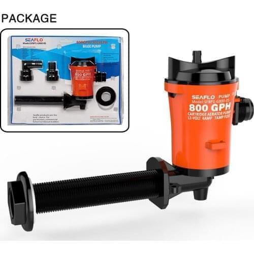 800GPH 12V DC Livewell Live Bait Tank Aerator Submersible Cartridge Bilge Boat Pump Angled