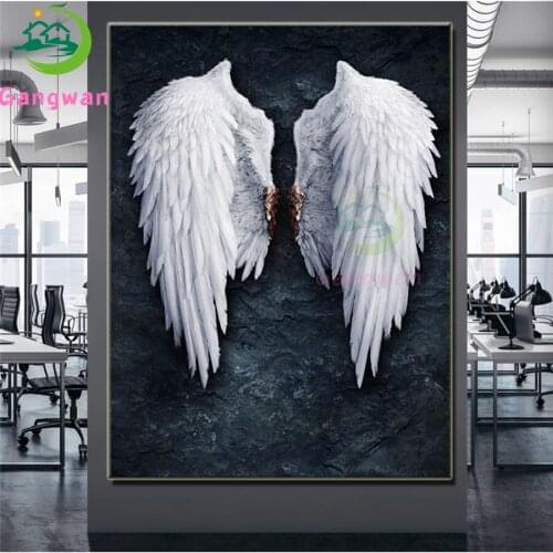Abstract Art diamond Canvas Painting Feather Wings diamond embroidery Angel Devil Wings Living Room Bedroom Wall Art Decoration