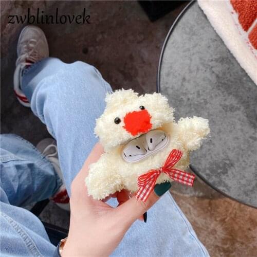 Key Chain Hot Cartoon Pulsh Chick Bow Lovely Keychain Bluetooth Headset Case For Airpods Cover Keyring For Women Men Acessorios