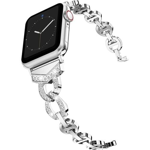 Luxury Stainless Steel Metal Strap for Apple Watch band 44mm 42mm 40mm 38mm Diamond Strap for iwatch SE 6 5 4 3 2 1 Accessories