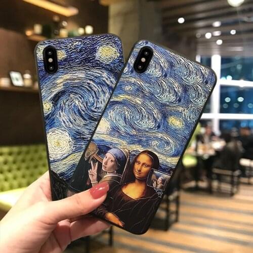 Van Gogh Starry Painted Phone Case for iPhone 11 12ProMax XS MAX XR Coque Soft TPU Back Cover for iPhone X 8 7 6 Plus Case Capa
