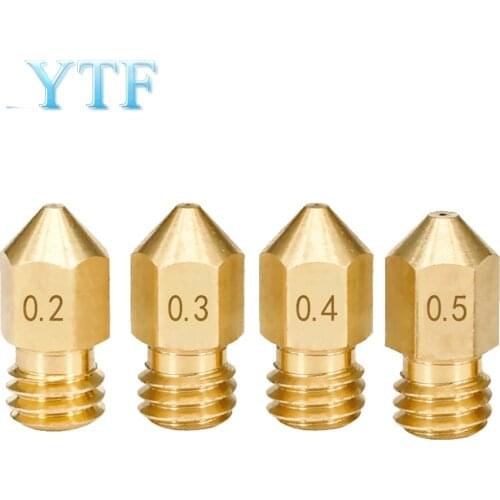 3D Printer parts Nozzle Mixed MK8 Sizes 0.2mm/0.3mm/0.4mm/0.5mm Extruder