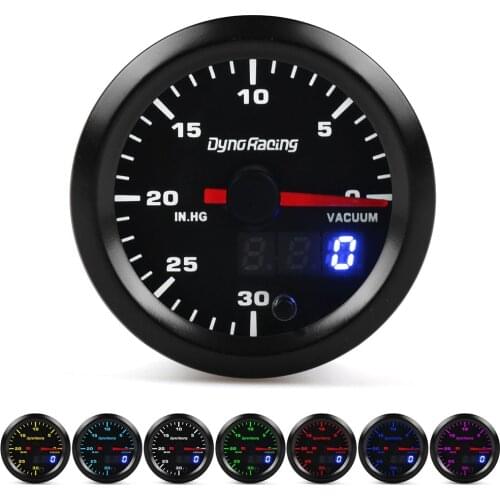 Dynoracing 2" 52mm 7 Colors changeful Backlight Vacuum Gauge Meter High Speed Stepper Motor With Sensor Car Meter TT101869