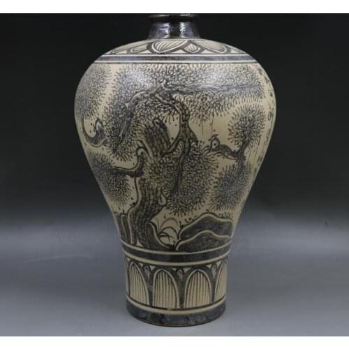Antique SongDynasty porcelain vase,JiZhou Kiln Pine bottle,Hand painting crafts,Decoration Collection,Free shipping