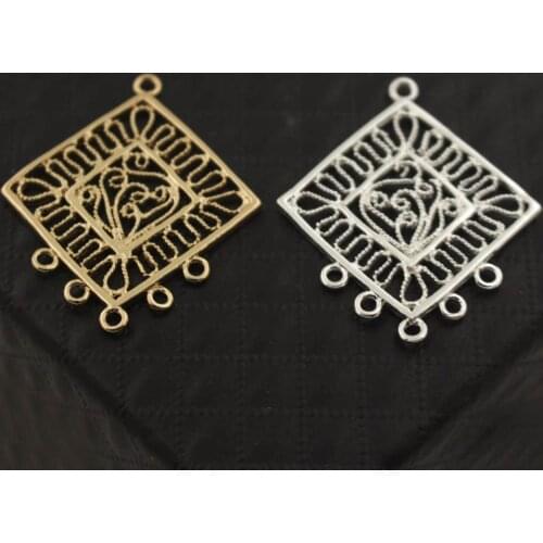 Filigree Big Geometric Square Drop Oval Loops Hanger Connectors Embellishment Stamping Metal DIY Dangle Hanging Earrings Making