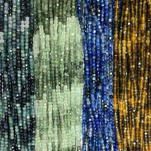 Veemake Blue Tourmaline Kyanite Spinel ​​​​​​​Pietersite DIY Natural Gemstones Edge Cube Faceted Beads For Jewelry Making 07204