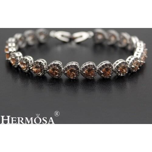 Hermosa 22Pcs Hearts Kunzite Morganite SHINY LADY GIFT Bracelet 7 Inch Long HERMOSA LOVE JEWELRY LATEST HOT