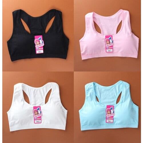 Cotton Teenage Sport Bras Breathable Kids Bras Girls Training Bra Puberty Underwear Kids Full Cup Bra Vest Tube Tops for 8-16T