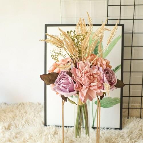 Artificial Flower Dried Flower Rose Bouquet Hydrangea Wedding Floral Arrangement Accessories Hotel Home Decoration Photo Props