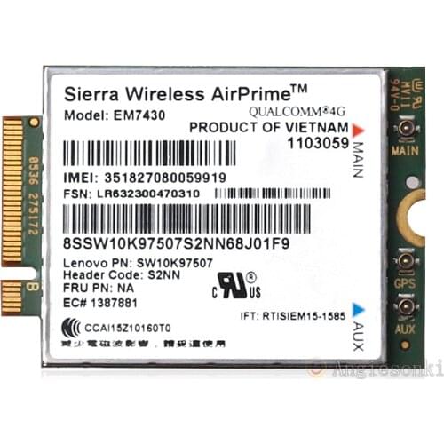 Card for LENOVO THINKPAD GOBI6000 Sierra EM7430 LTE/WCDMA 4G 01AX737 WLAN wireless card